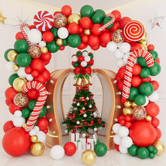 118pcs Christmas Balloon Garland Arch Kit Red Green Golden Balloons