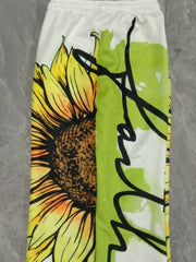 Boys Casual Flower 3D Print Drawstring Long Pants