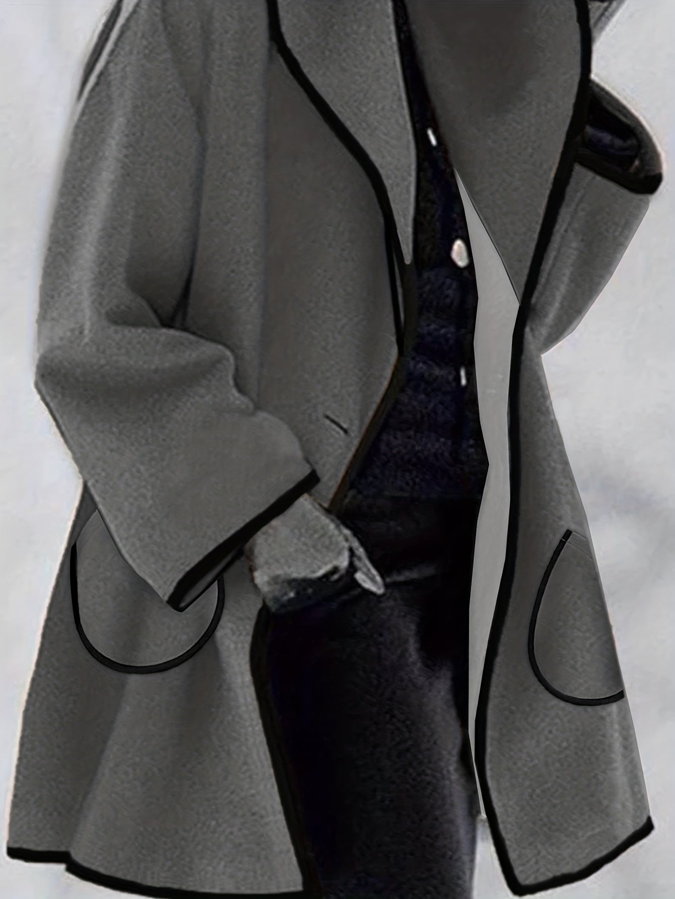 Waterfall Collar Overcoat Open Front Long Sleeve Outerwear