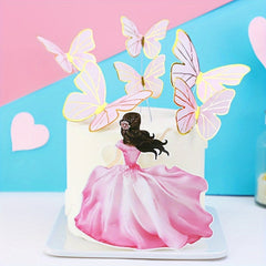 7pcs Women Butterflies Cake Toppers Birthday Baking Decor