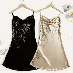 Floral Print Nightdress V Neck Spaghetti Strap Sleepwear & Dresses