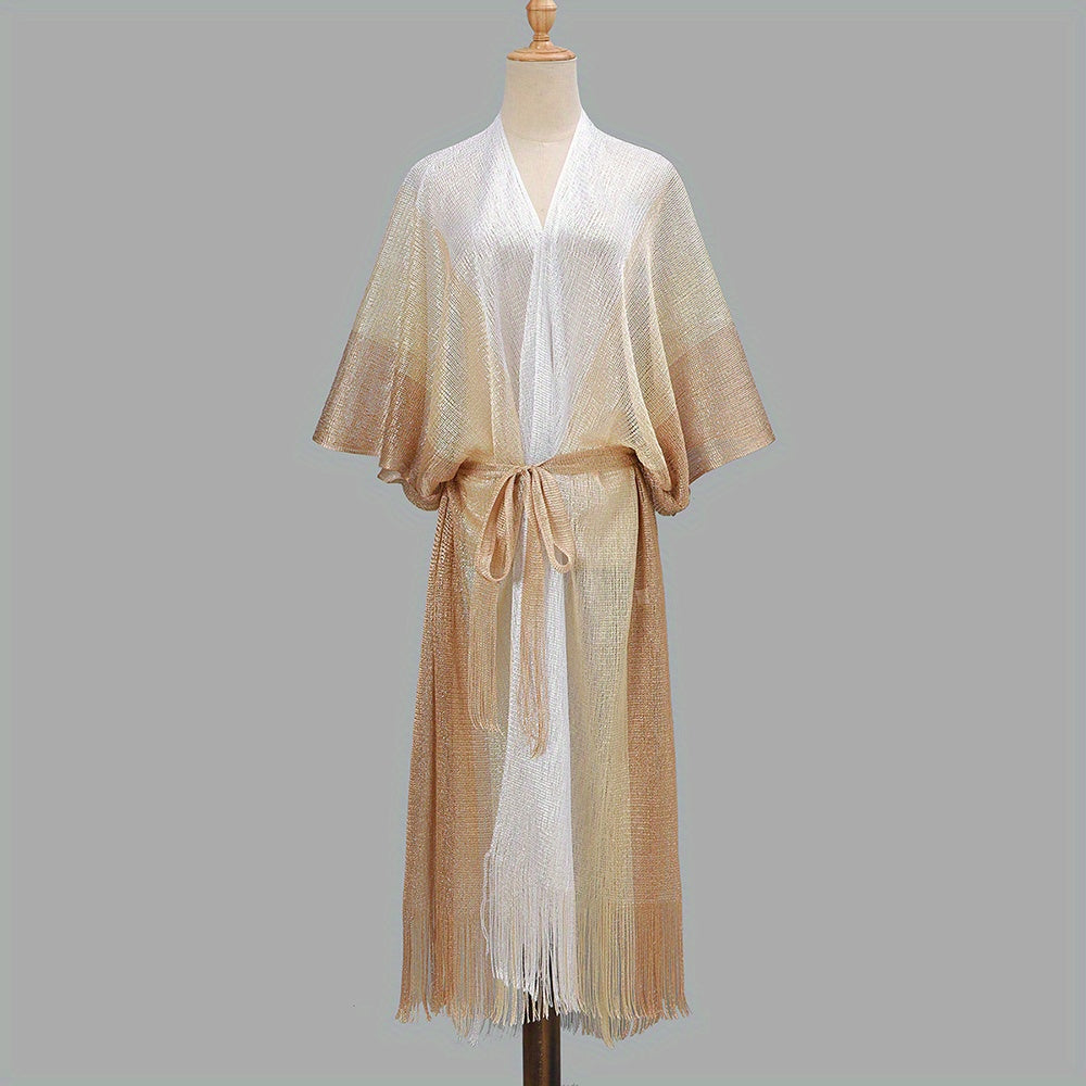Gradient Block Large Shawl Bikini Swimsuit Sunscreen Cover Up