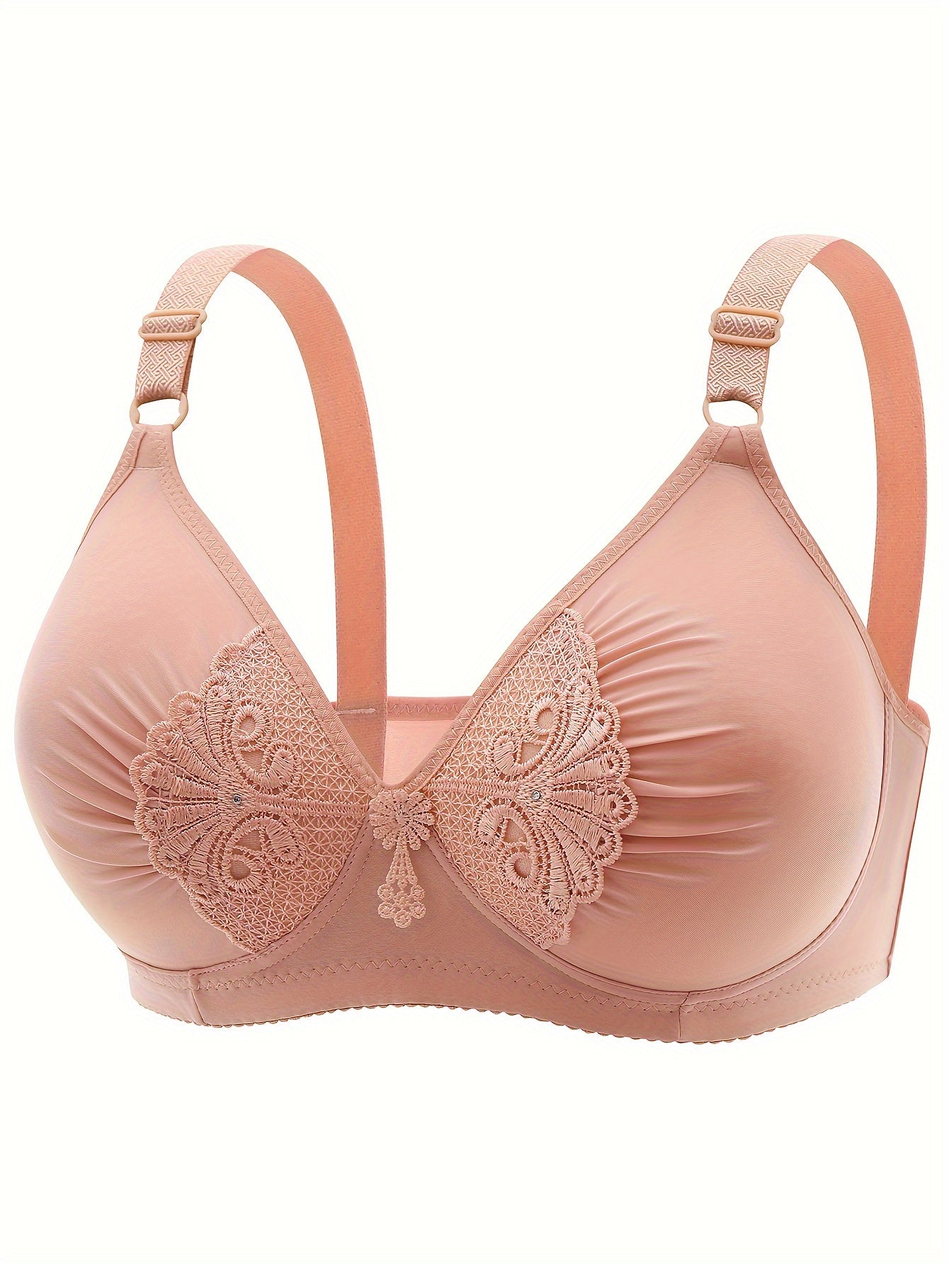Plus Size Wireless Guipure Lace Padded Bra