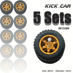 1/64 Wheels With Rubber Tires - 5 Sets for 5 Cars - Halloween Thanksgiving Chris
