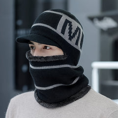 Warm Knitted Hat and Scarf Set with Velvet Lining