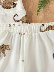 Boys Tiger Print Pocket Shirt & Shorts Set Toddler Summer Clothes