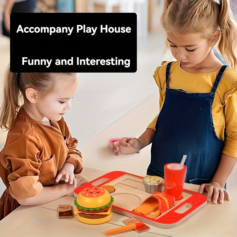 Wooden Hamburger Playhouse with Fries and Drinks Set
