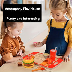Wooden Hamburger Playhouse with Fries and Drinks Set