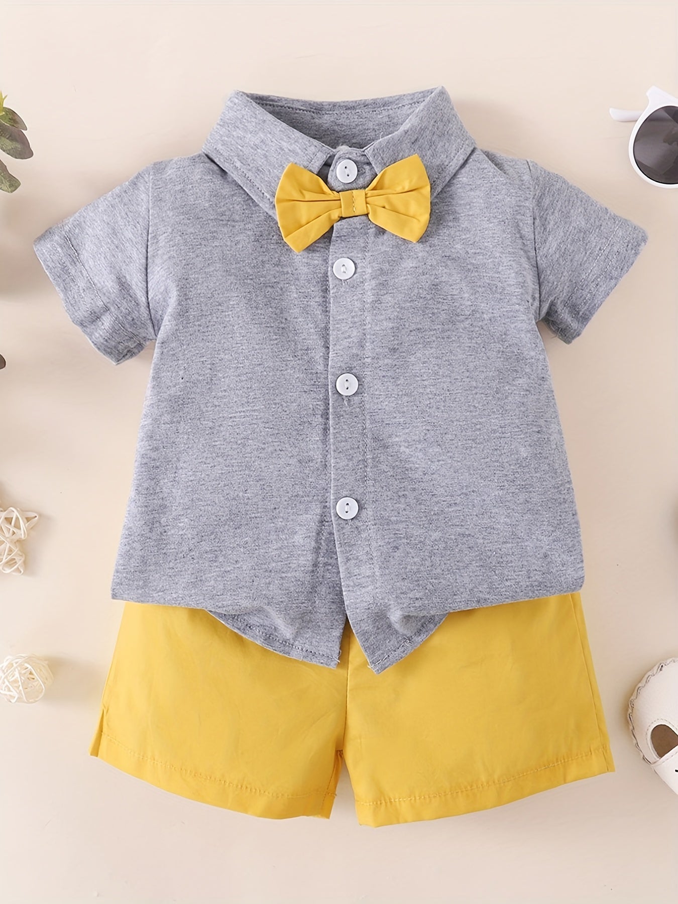 Boys Short Sleeve Bowtie Shirt & Shorts Set