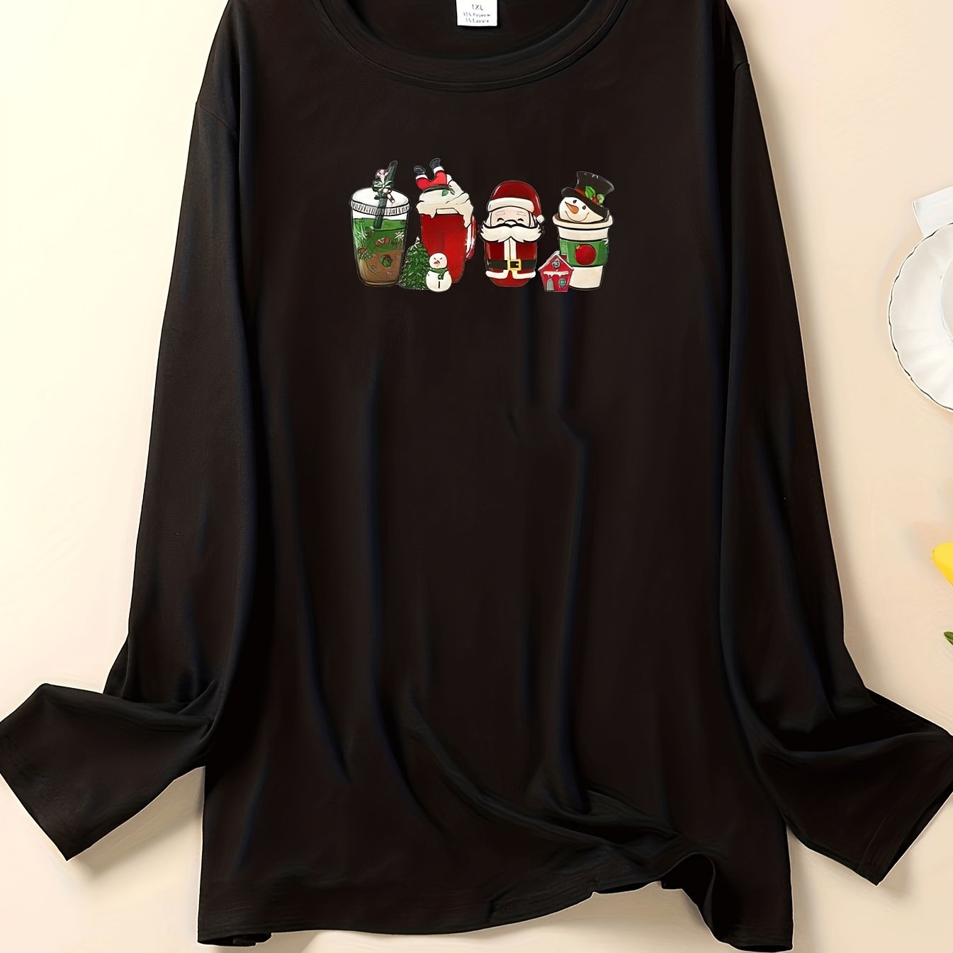 Christmas Drinks Print Long Sleeve Lounge Top