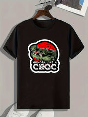 Crocodile Print Men's Graphic T-shirt for Summer