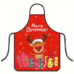 Christmas Theme Unisex Adjustable Cooking Apron Polyester Apron