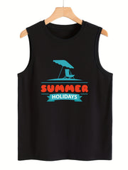 Summer Holiday Letter Pattern Stretchy Sports Vest Women's Activewear