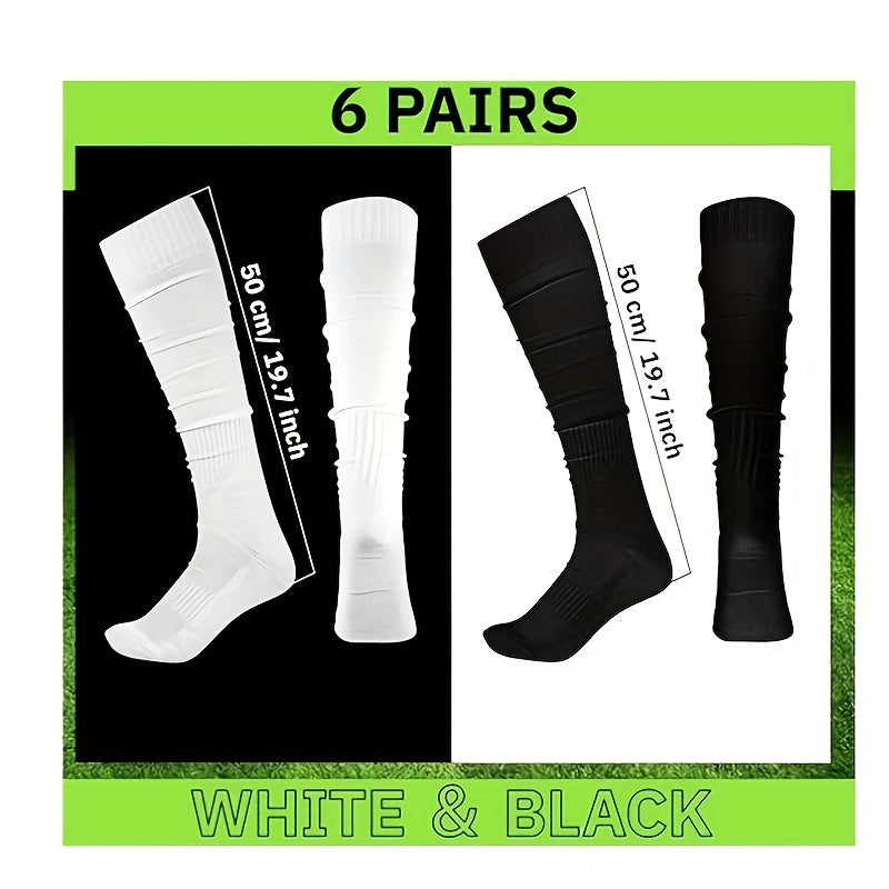 6 Pairs Scrunch Football Socks Extra Long Padded Sports Socks