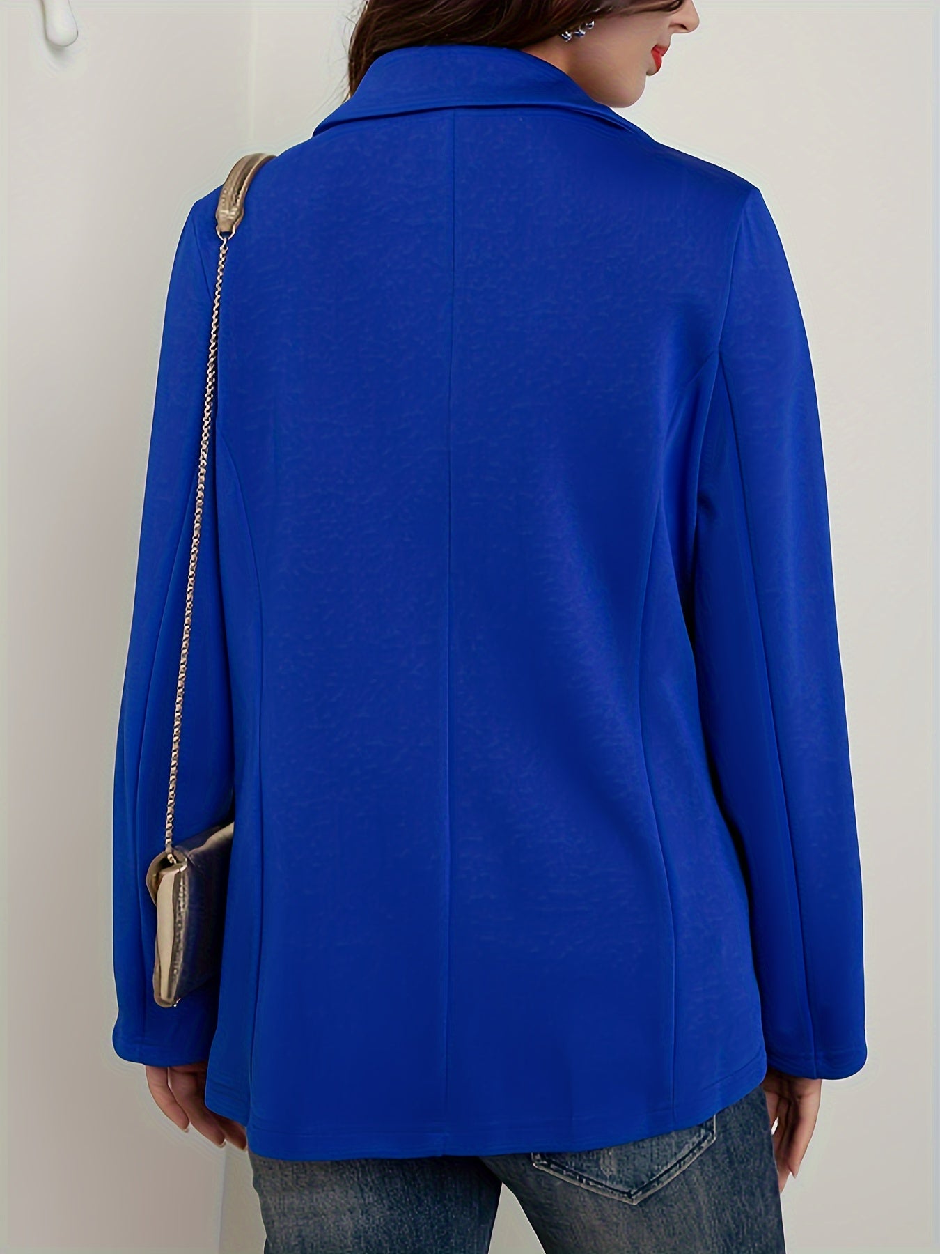 Solid Long Sleeve Blazer Double Breast Button