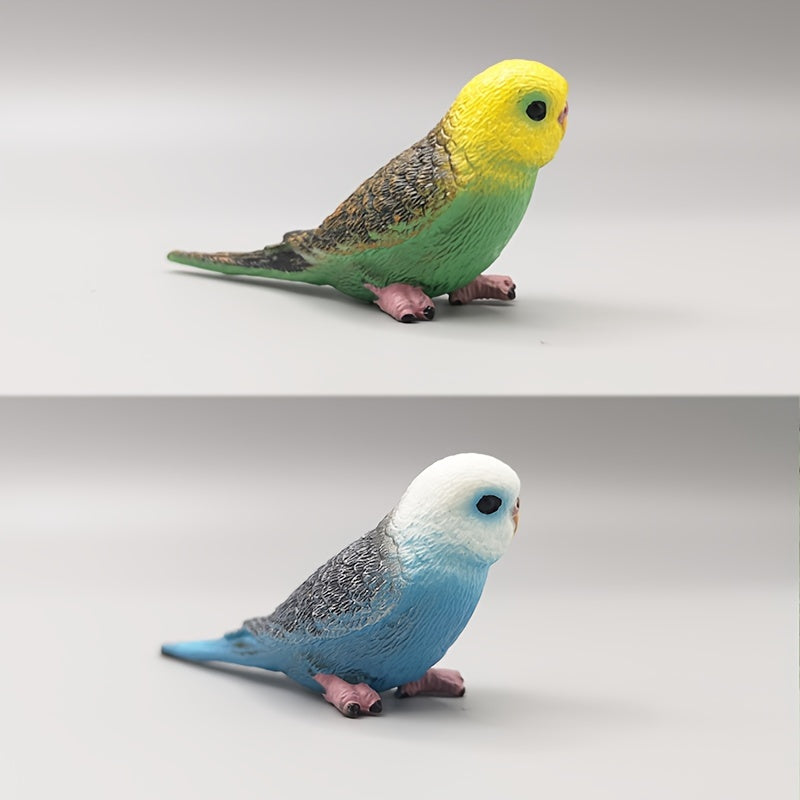 Mini Budgie Parrot Set Realistic PVC Bird Figurines Colorful Desk Ornaments