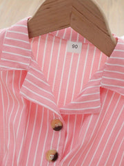 Baby Girl Striped Short Sleeve Romper