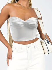 Twist Front Sweetheart Neck Tube Top Sexy Off Shoulder Solid Summer Tube Top