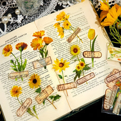 16 Plants Flowers Collage Stickers Bronzing Pet Materials