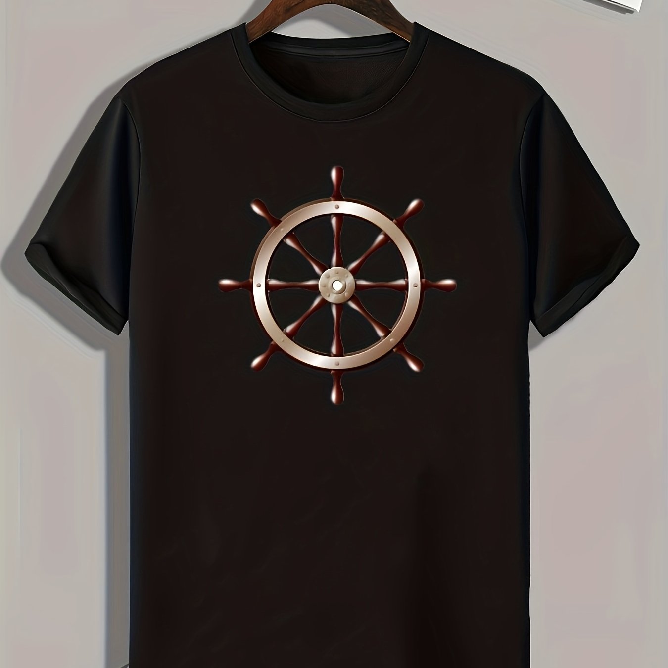 Rudder Pattern Men's Sports T-shirt Graphic Tee for Fitness