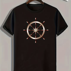 Rudder Pattern Men's Sports T-shirt Graphic Tee for Fitness