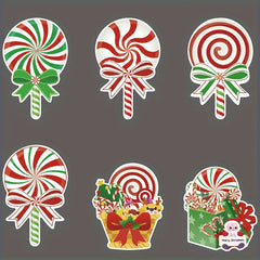6pcs Candy Christmas Yard Signs Peppermint Lollipop Decorations
