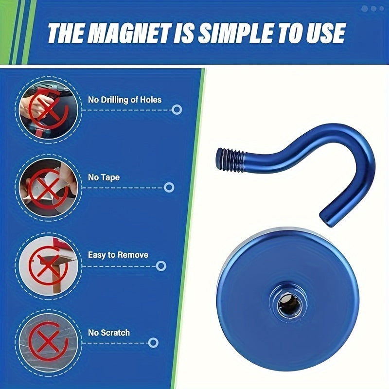 2pcs Heavy Duty Magnetic Hook Ultra Strong Neodymium Industrial Hook
