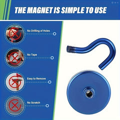 2pcs Heavy Duty Magnetic Hook Ultra Strong Neodymium Industrial Hook