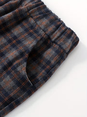 Boys Flannel Plaid Plush Pants Elastic Waist Kids Clothes
