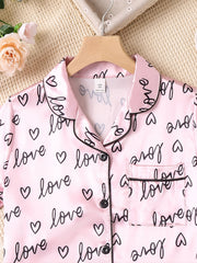 2pcs Girls Casual Summer T shirt And Shorts Pajama Set