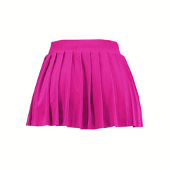 Pleated Solid Mini Skirt Sexy Skirt For Spring & Summer Women's Clothing