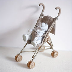 Apricot Iron Baby Doll Stroller with Storage Bag Foldable Toy Pram