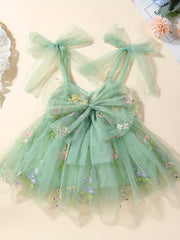 Toddler Girls Lace Up Princess Dress With Floral Embroidery