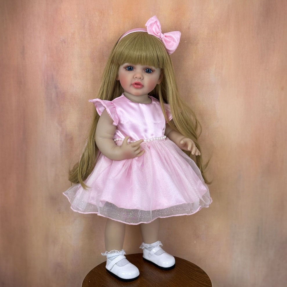 Reborn Baby Girl Doll Pink Bow Tutu Dress Vinyl Lifelike