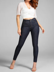 High Rise Skinny Jeans Dark Denim Women's Clothing