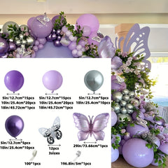 Purple Balloon Garland Kit Butterfly Decorations Metallic Balloons Arch