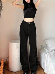 Skull Flame Embroidery Halloween Denim Pants