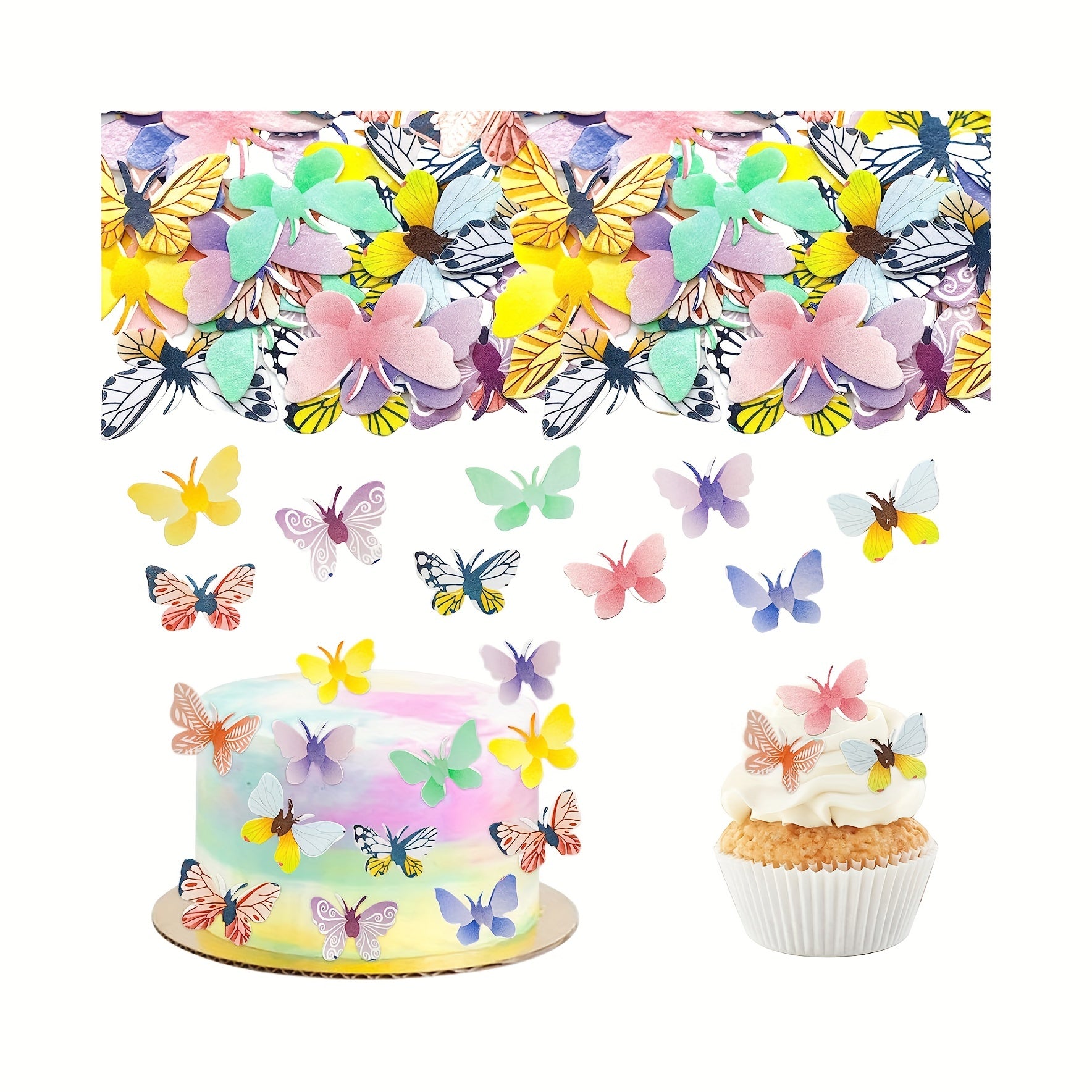 Edible Butterfly Cake Toppers - Wafer Paper Cupcake Decorations