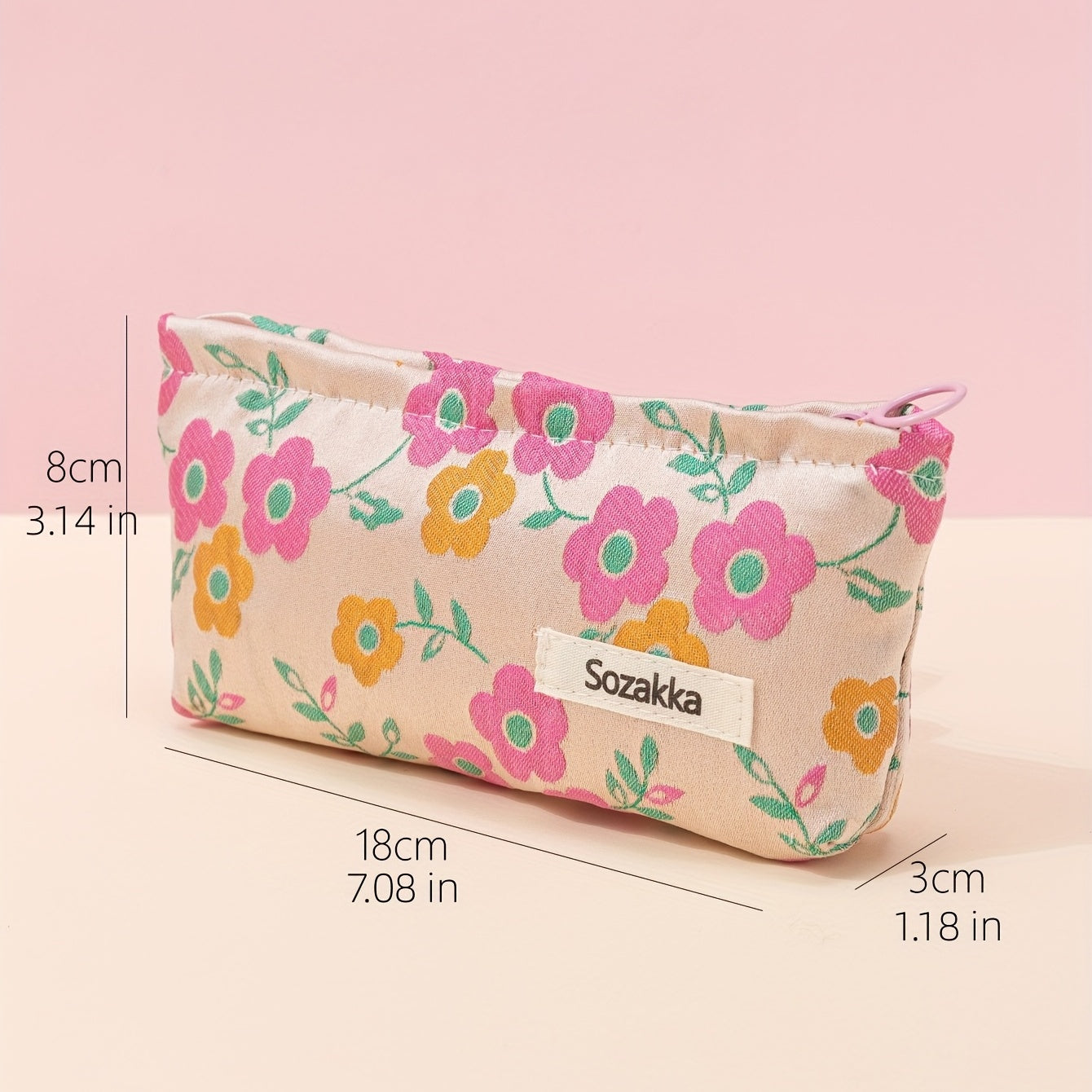 Pink Flower Makeup Bag Travel Toiletry Organizer Girls Women
