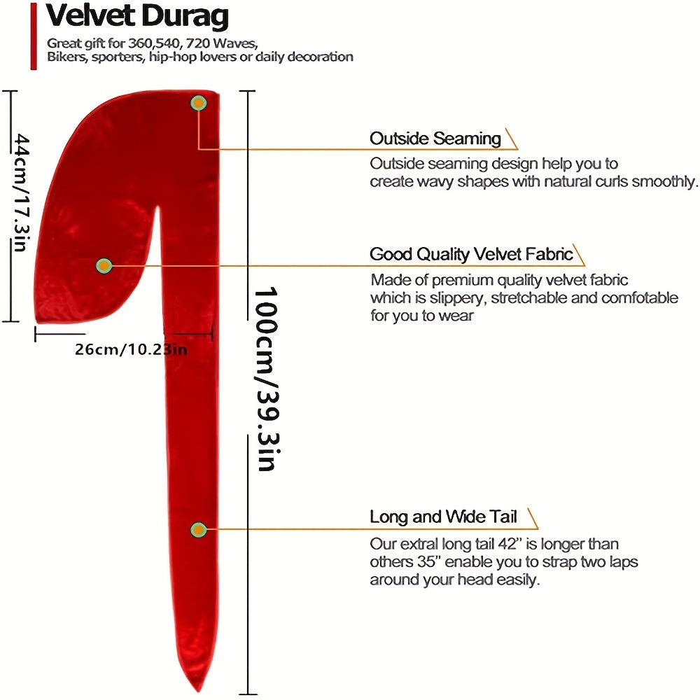 Men's Velvet Durag for 360 Waves + Long Tail