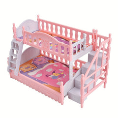 Mini Princess Bed Set for 12" Dolls - Dollhouse Accessories