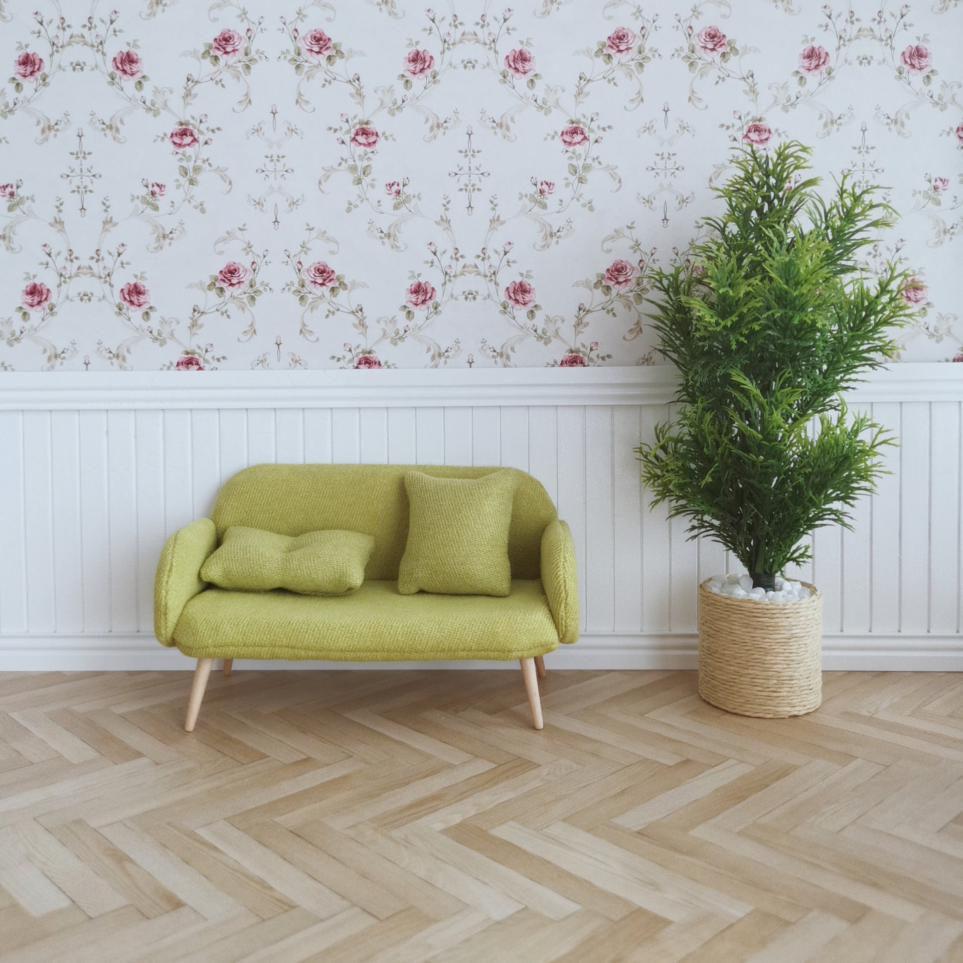 Dollhouse Faux Leather Floor Tile 30x20cm Realistic Wooden Texture