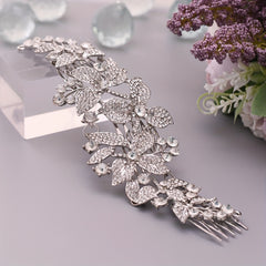 Boho Rhinestone Bridal Hair Comb Floral Wedding Accessory
