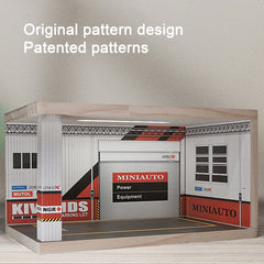 1:18 & 1:24 Solid Wood Garage w/ Lighting Alloy Car Storage Parking Lot Model