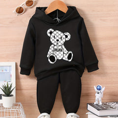 Bear Kids Hoodie Outfit Baby Autumn Winter Sweatshirt Set