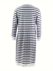 Preppy Dress Women's Plus Stripe Print Loose Fit