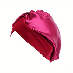 Stretchy Satin Turban Cap Solid Cross Head Wrap Elastic Bonnet