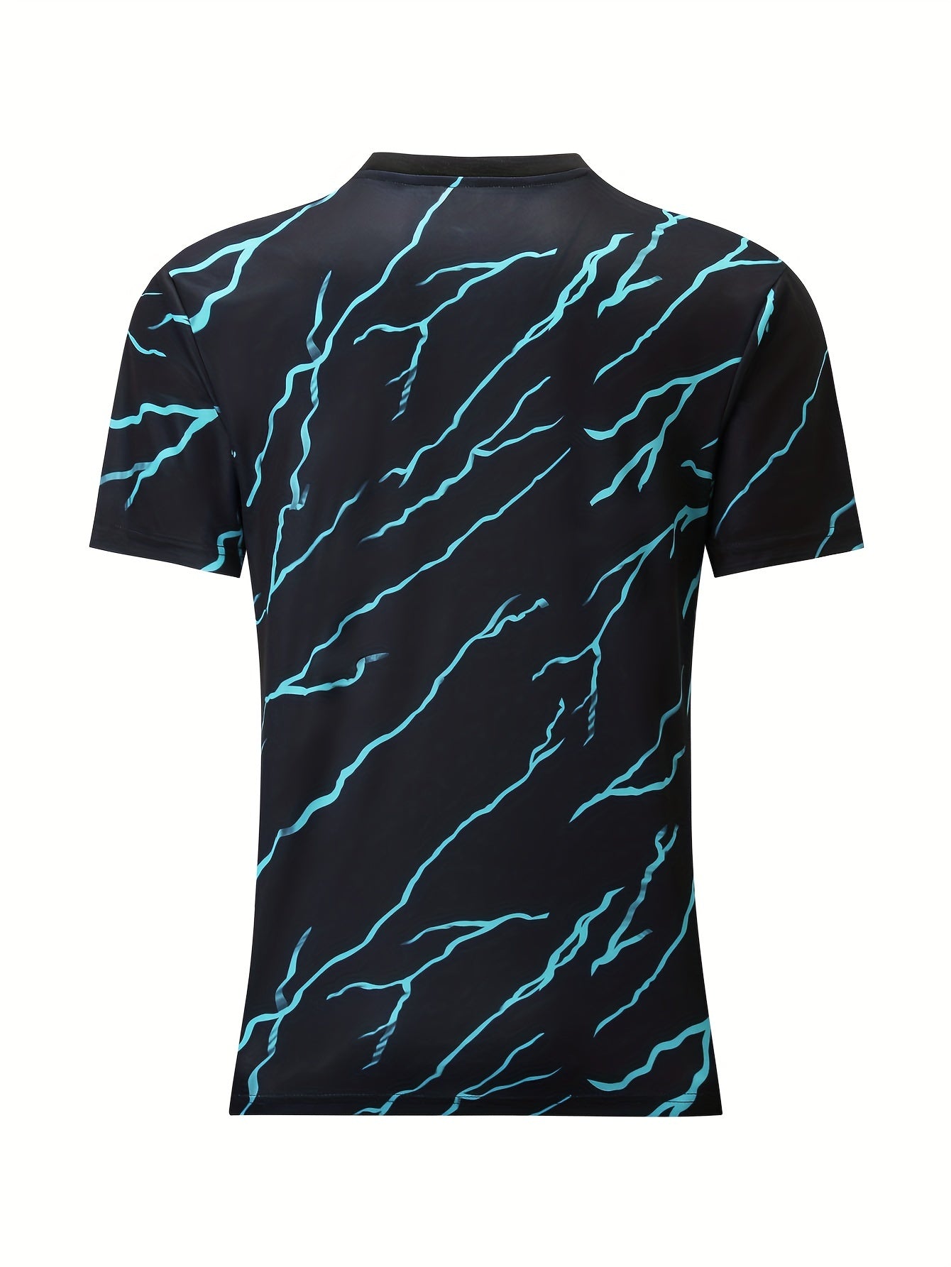 Men's Lightning Pattern Sports T-shirt Round Neck Tee Shirt