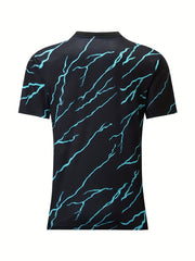 Men's Lightning Pattern Sports T-shirt Round Neck Tee Shirt
