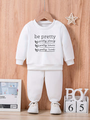 Baby Inspirational Letter Print Outfit BE PRETTY STRONG & BRAVE & KIND